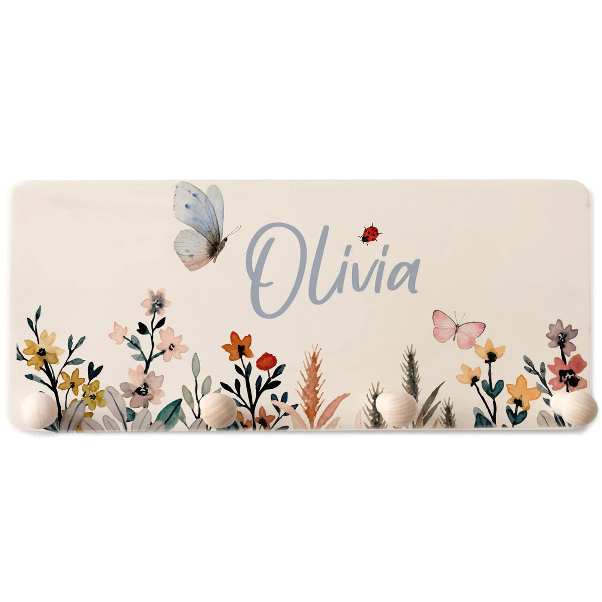 Kindergarderobe Holz personalisiert - Flora