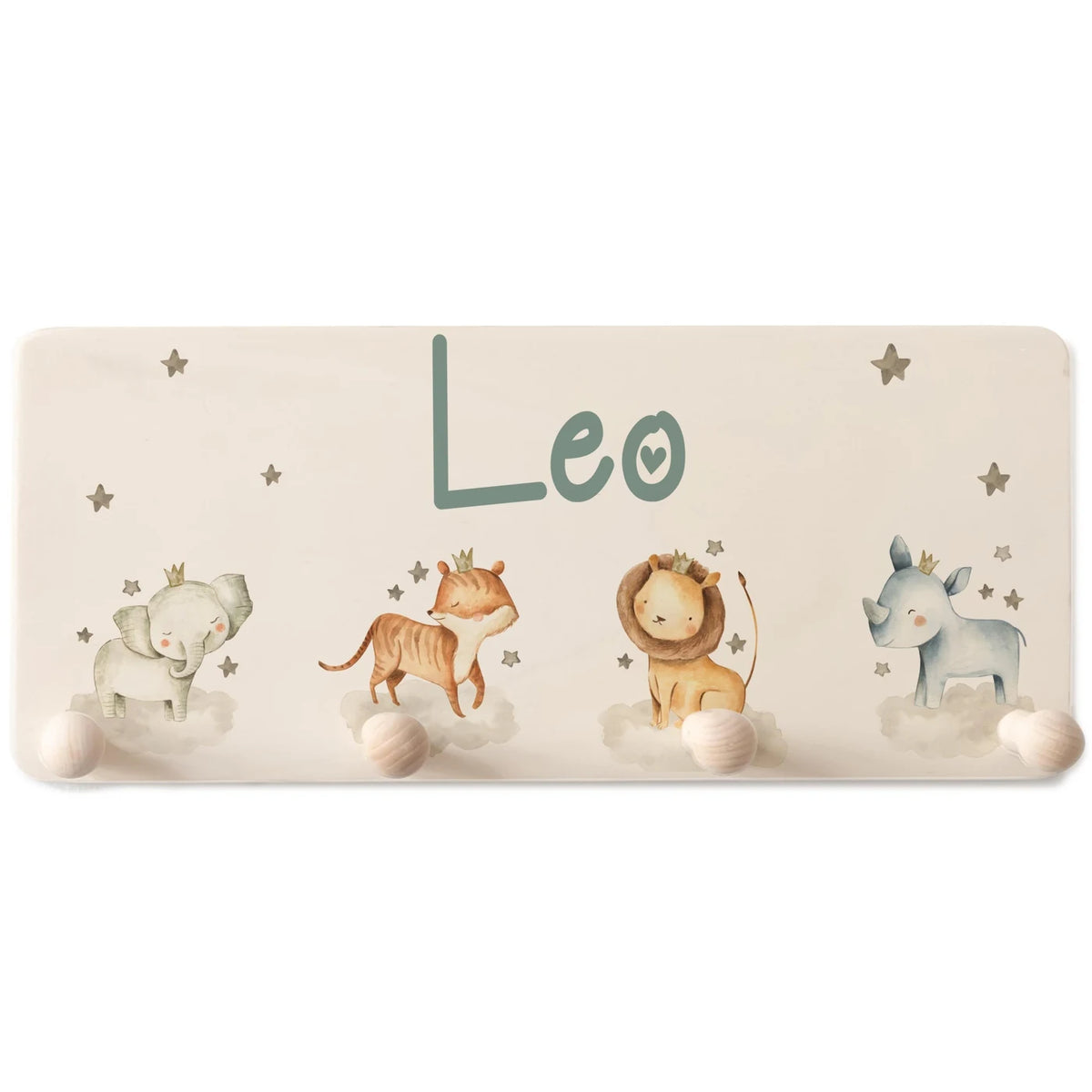 Kindergarderobe Holz personalisiert - Safari