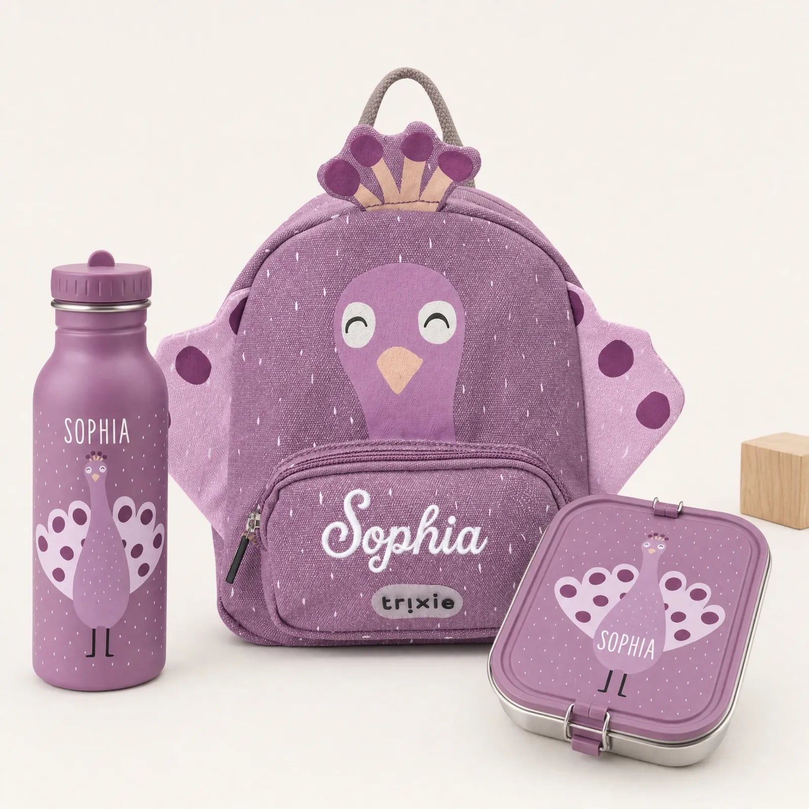 Trixie Kindergarten Set Pfau, Set mit Namen, auch für Mädchen
