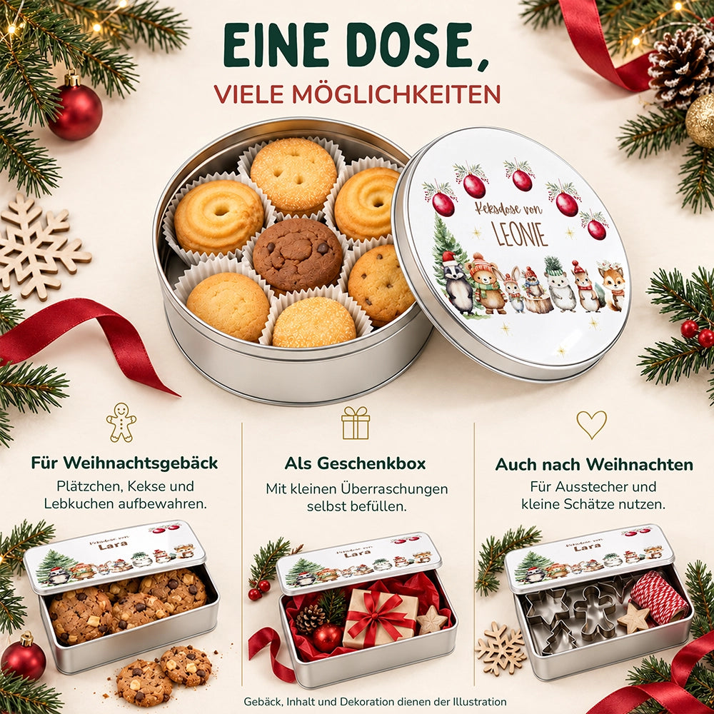 Keksdose aus Metall personalisiert - Schneeflöckchen