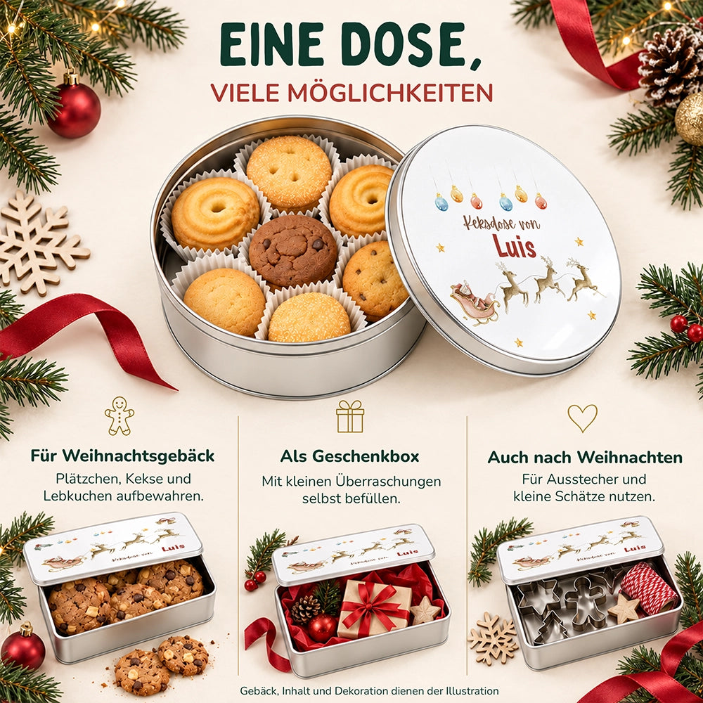 Keksdose aus Metall personalisiert - Rentiere