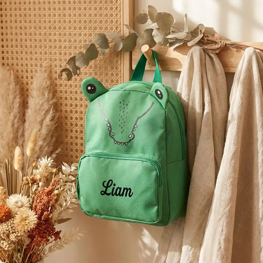Personalisierter Kinderrucksack Krokodil, mit besticktem Namen