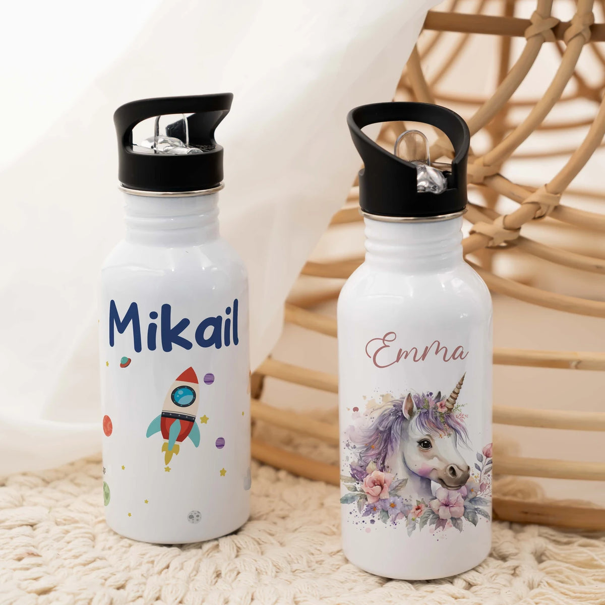 Trinkflasche Kinder Edelstahl - Weltraumrakete