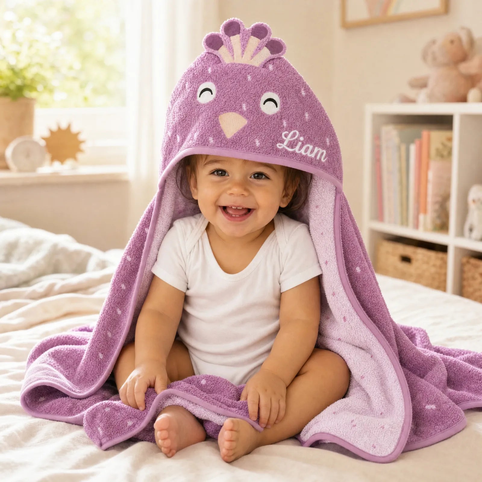 Trixie Kapuzenhandtuch Baby Pfau, in zwei Größen erhältlich