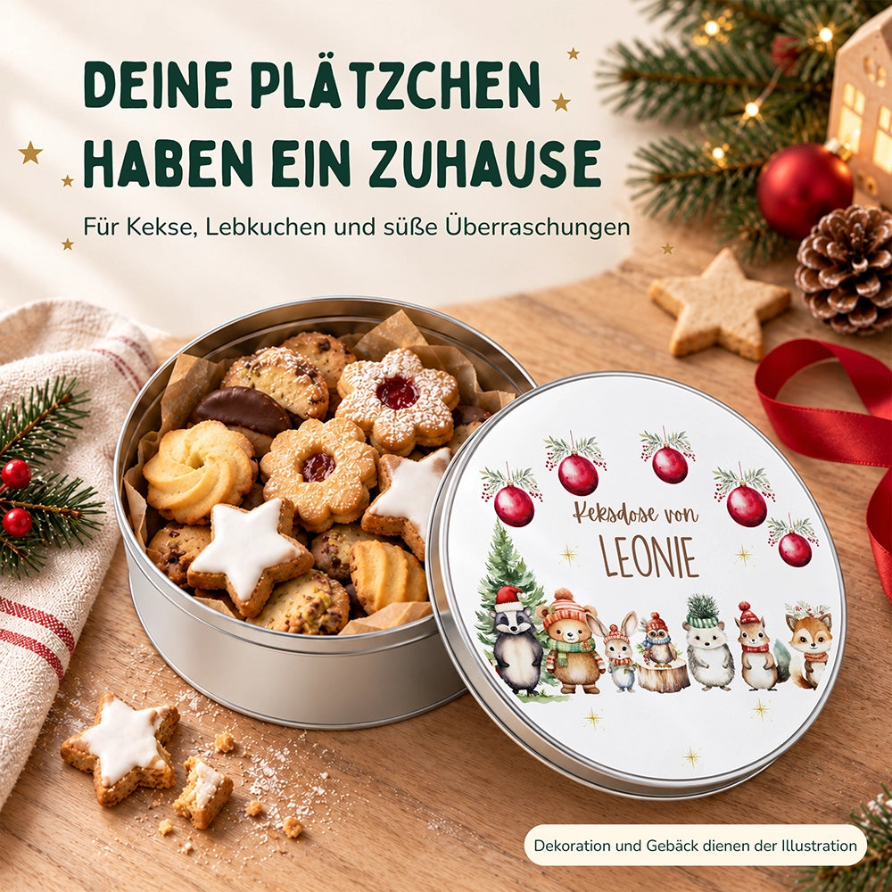 Keksdose aus Metall personalisiert - Schneeflöckchen