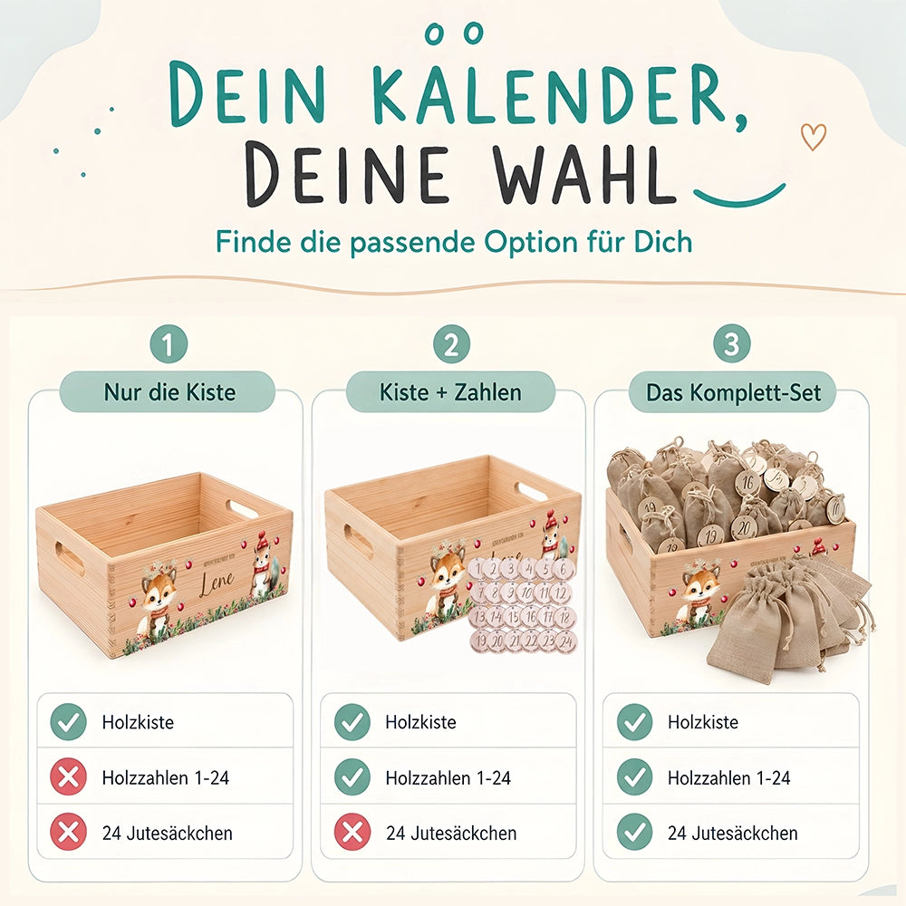 Adventskalender zum Befüllen "Weihnachten mit süßem Fuchs" personalisiert