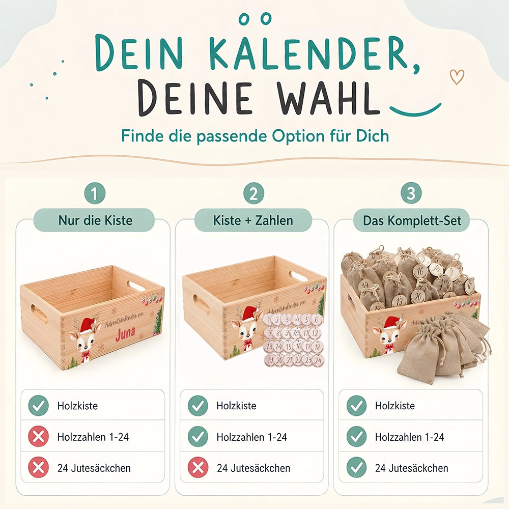 Personalisierter Adventskalender zum Befüllen - Baby Reh