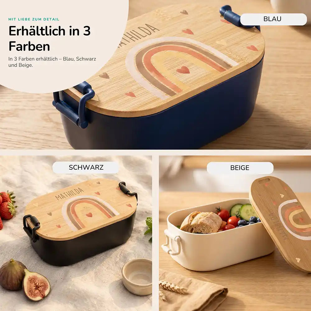 Brotdose Kinder personalisiert Boho Regenbogen, Lifestyle Kita Schule und unterwegs