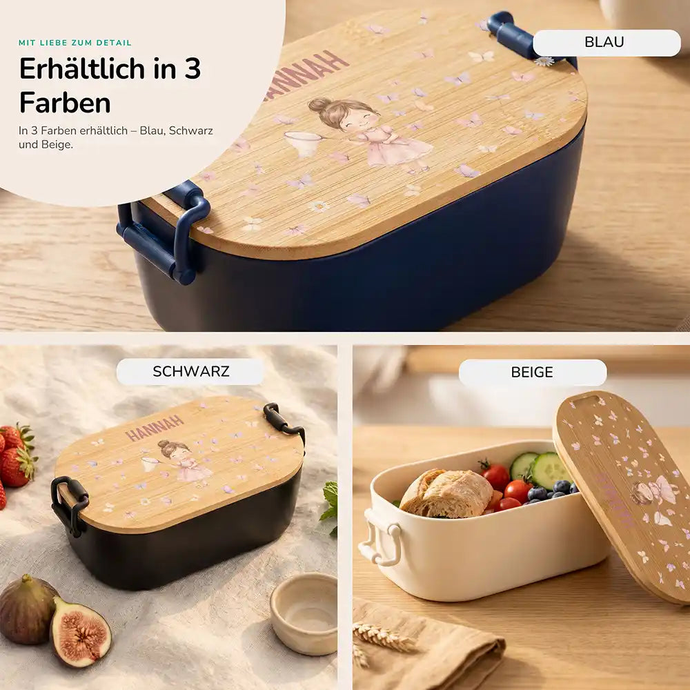 Brotdose Kinder personalisiert Mädchen Schmetterlinge, Lifestyle Kita Schule und unterwegs