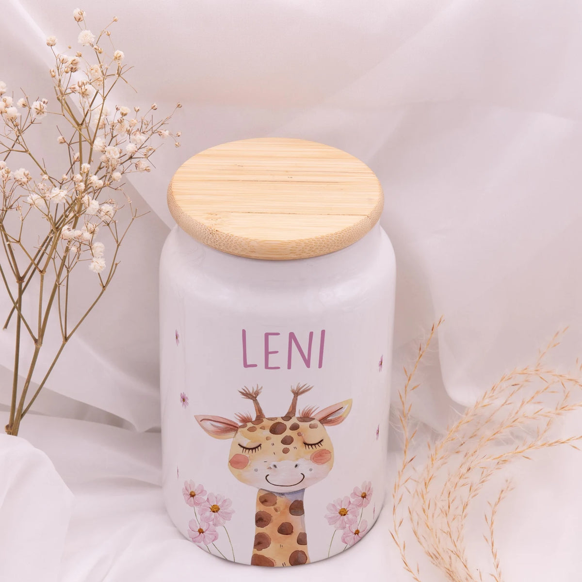 Personalisierbare Keksdose mit Name - Giraffe