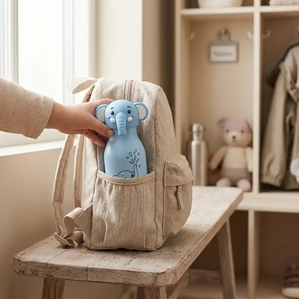 Personalisierte Trinkflasche Kinder Elefant, mit Wunschname und Tiermotiv