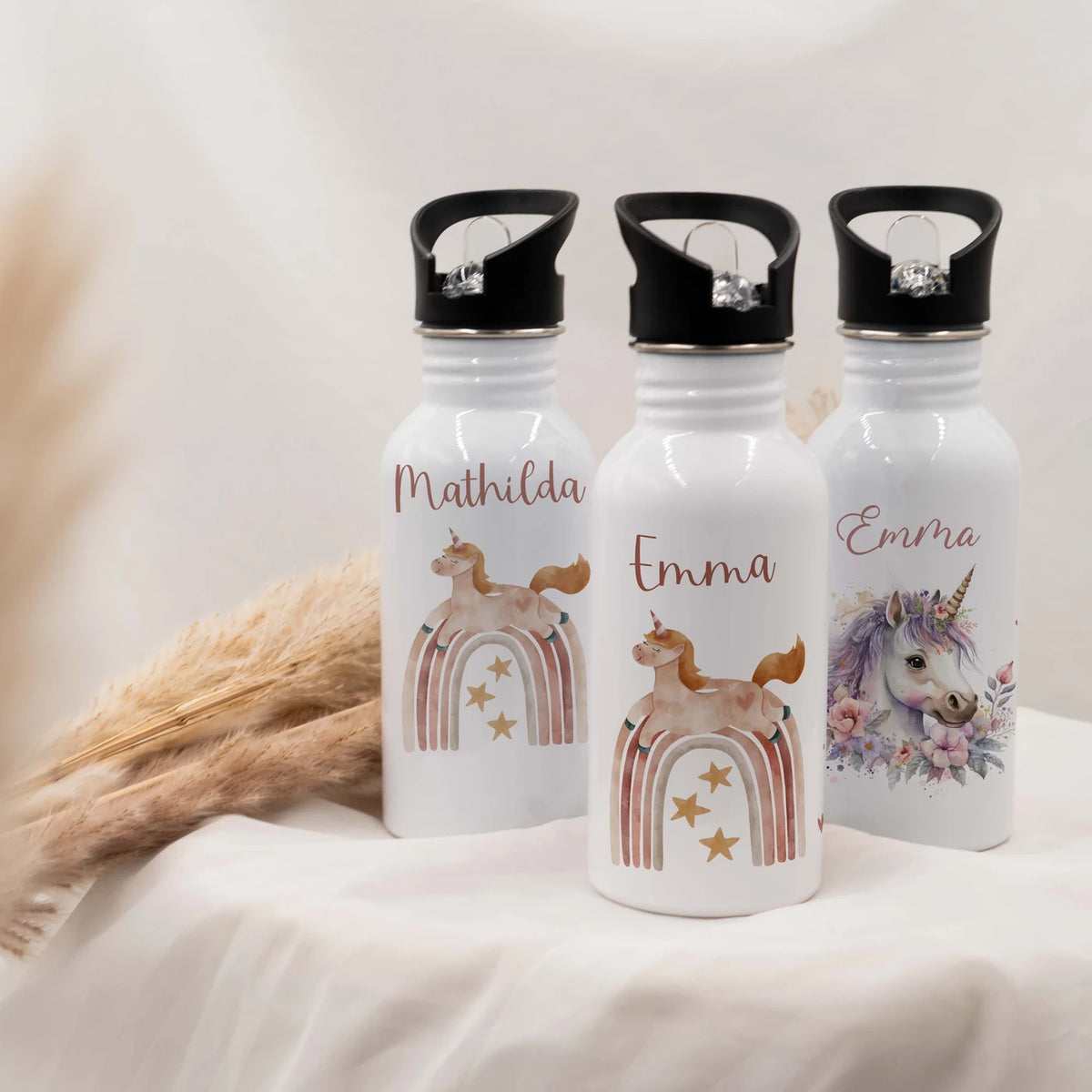 Trinkflasche Kinder Edelstahl - Regenbogen Einhorn