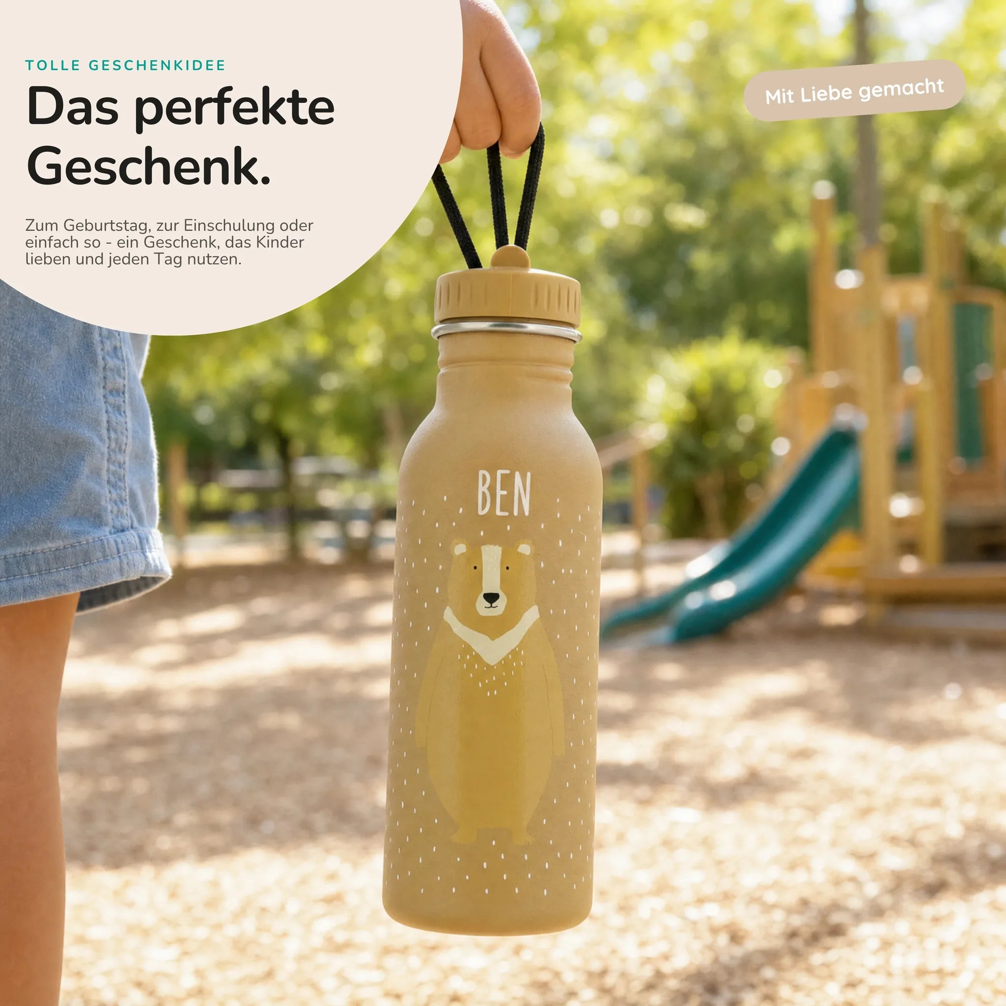 Trixie Trinkflasche Kinder BĂ€r, personalisiert mit Wunschname-Gravur