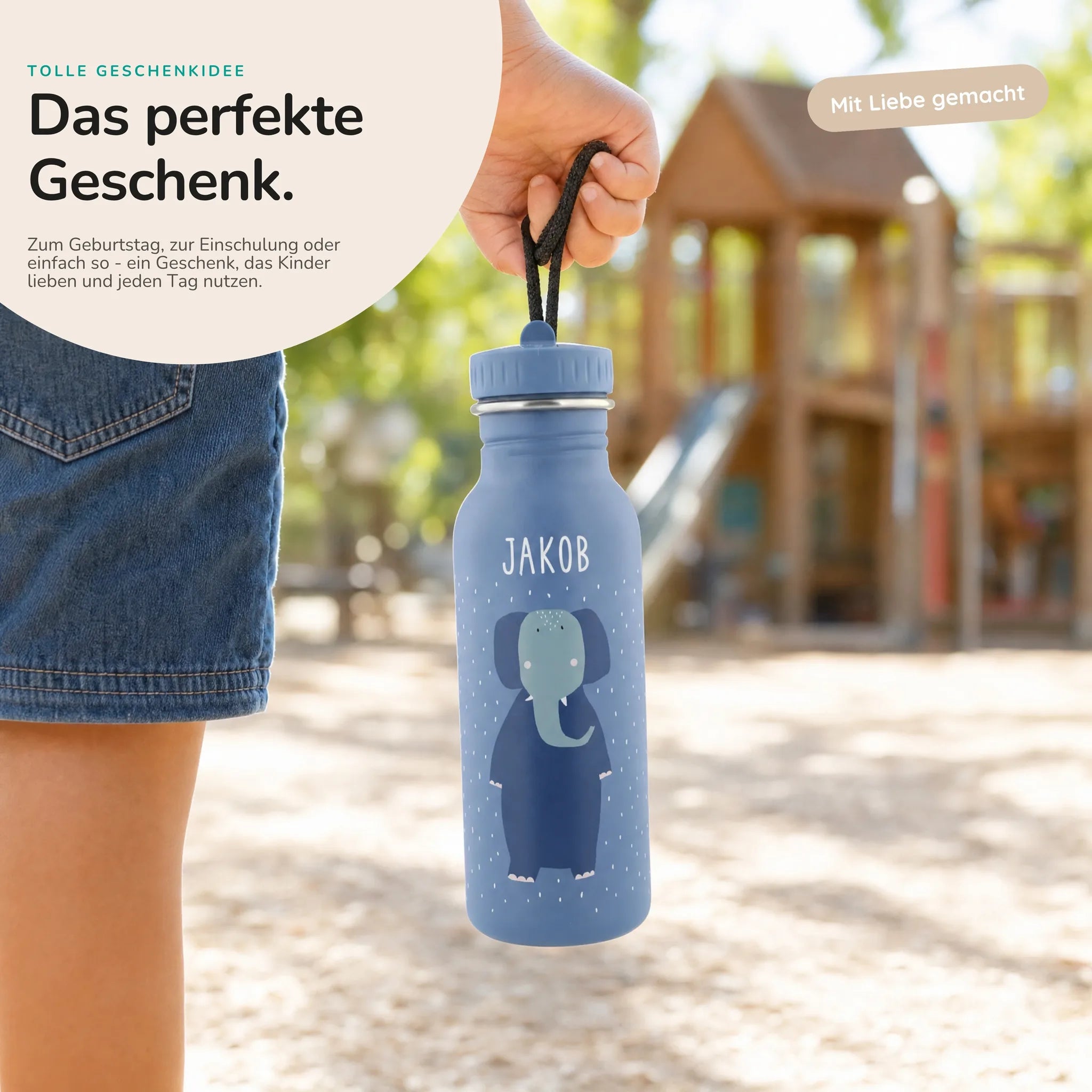 Trixie Trinkflasche Kinder Elefant, personalisiert mit Wunschname-Gravur