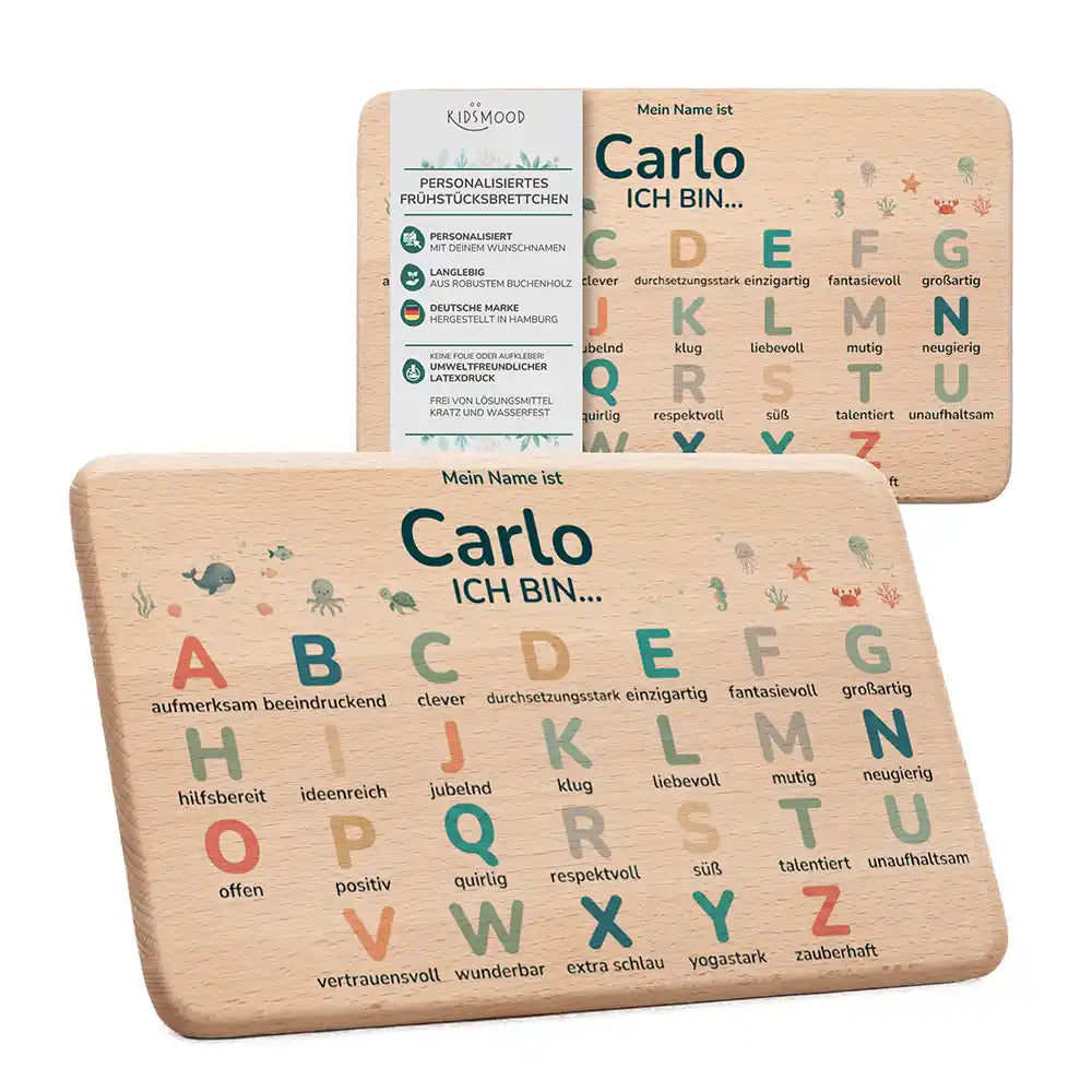 ABC Brettchen Kinder personalisiert Safari Tiere – Maritim-Lifestyle 2