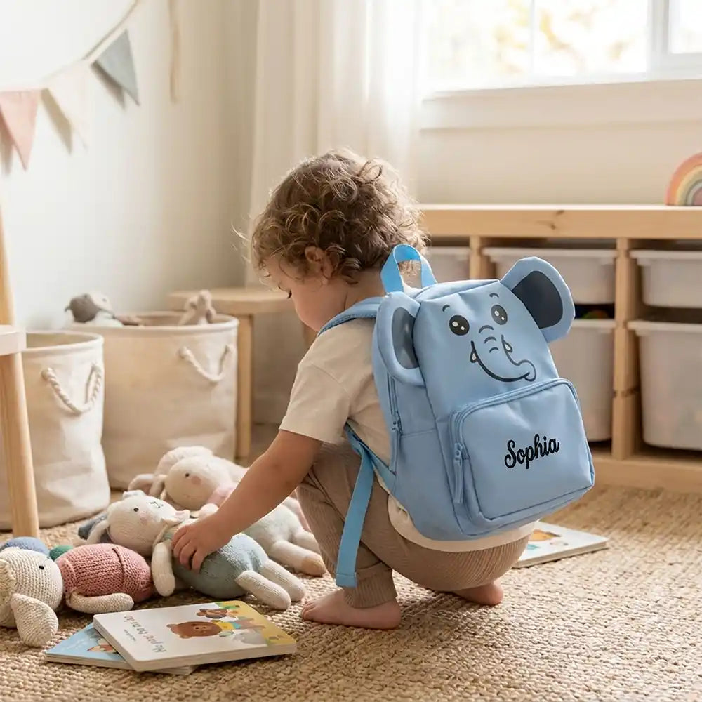 Personalisierter Kinderrucksack Elefant, personalisiert für Mädchen und Jungen