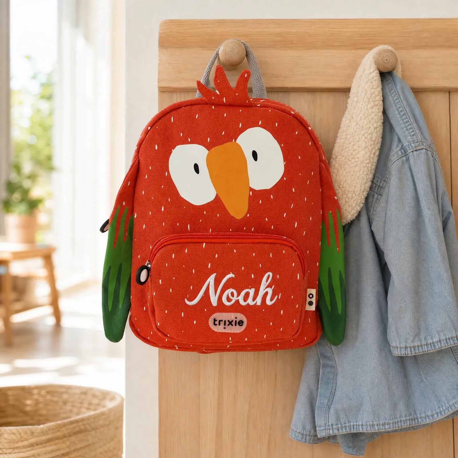 Trixie Kindergartenrucksack Papagei, Baumwoll-Außenseite mit Wunschname