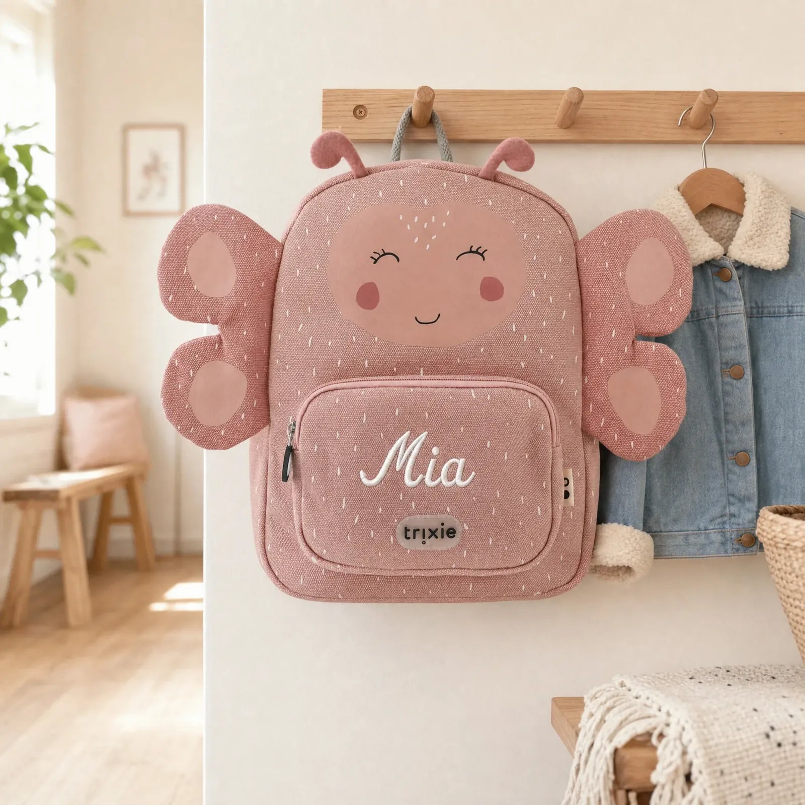 Trixie Kindergartenrucksack Schmetterling, Baumwoll-Außenseite mit Wunschname