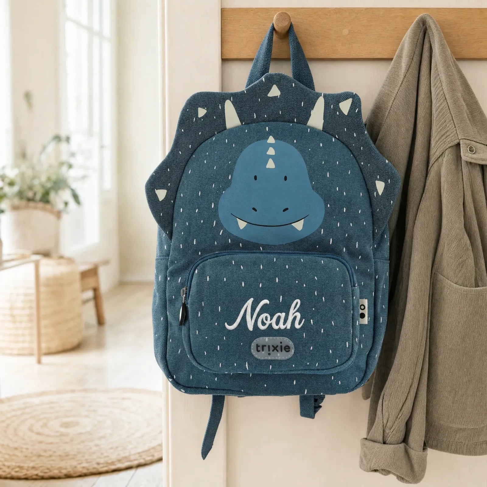Trixie Kindergartenrucksack Triceratops, Baumwoll-Außenseite mit Wunschname