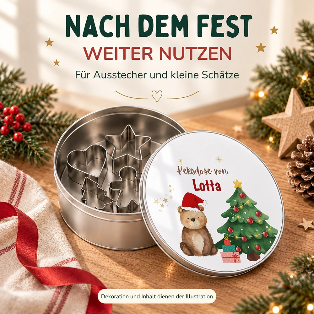 Keksdose aus Metall personalisiert - Weihnachtsbär