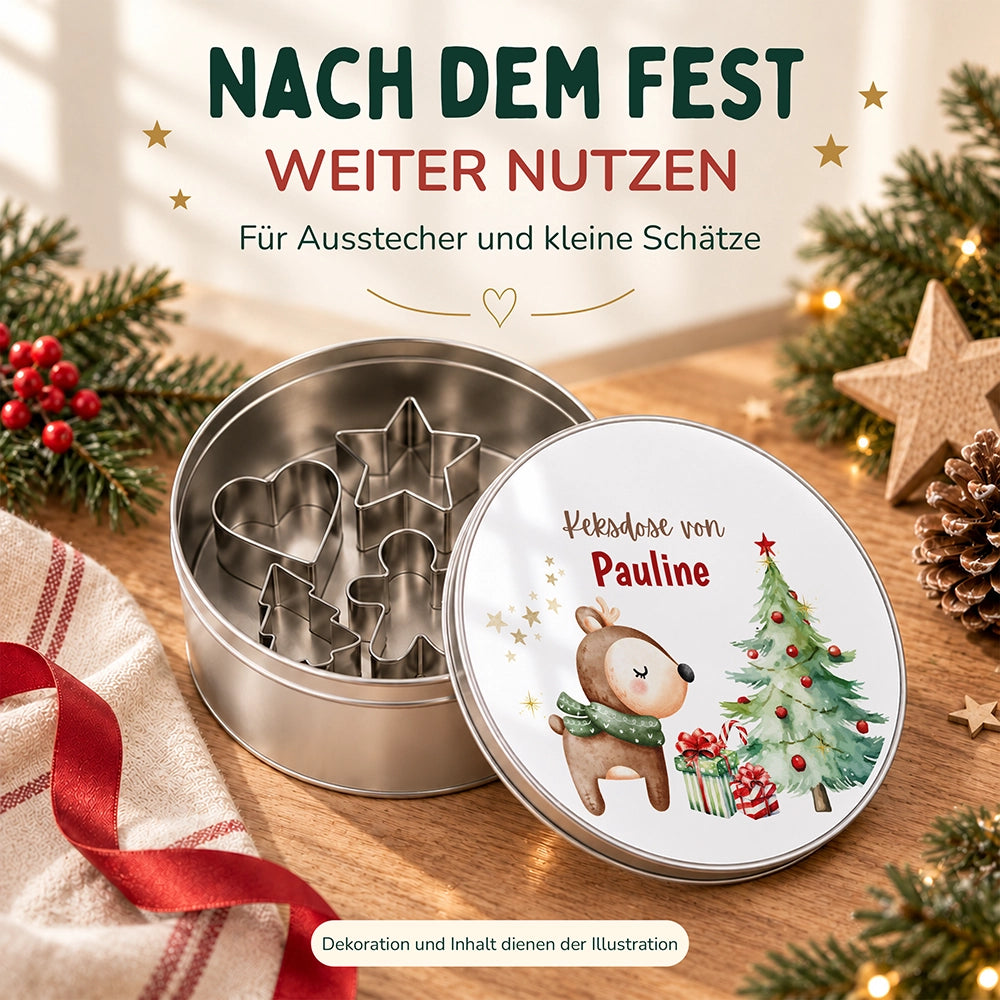 Keksdose aus Metall personalisiert - Waldzauber im Winter