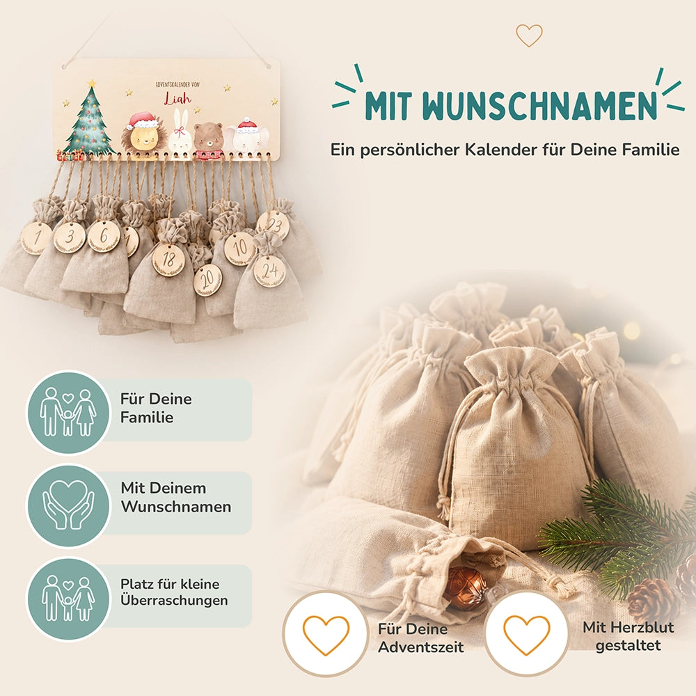 Personalisierbarer Adventskalender farbig - Weihnachten