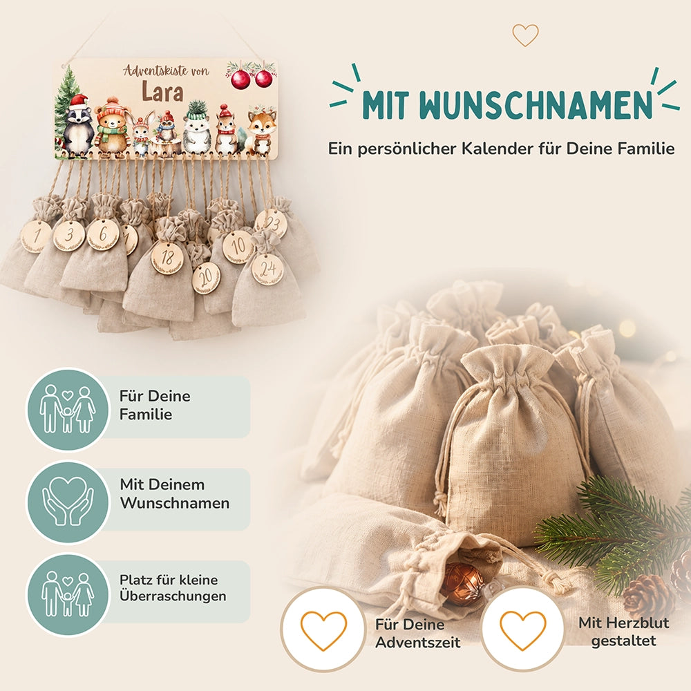 Personalisierbarer Adventskalender farbig - Weihnachtliche Stimmung