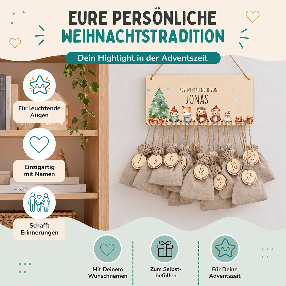 Personalisierbarer Adventskalender farbig - Weihnachtsglück
