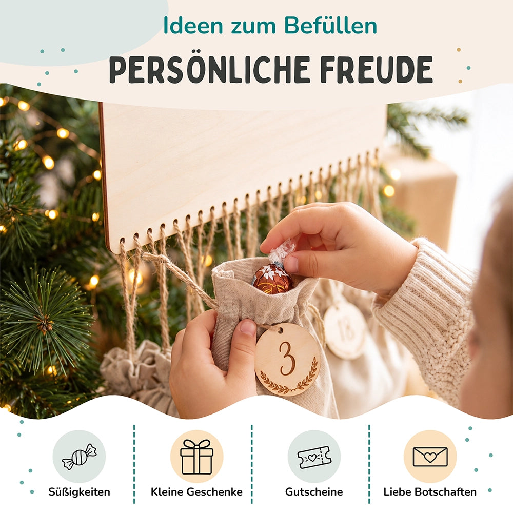 Personalisierbarer Adventskalender farbig - Niedliche Tiere