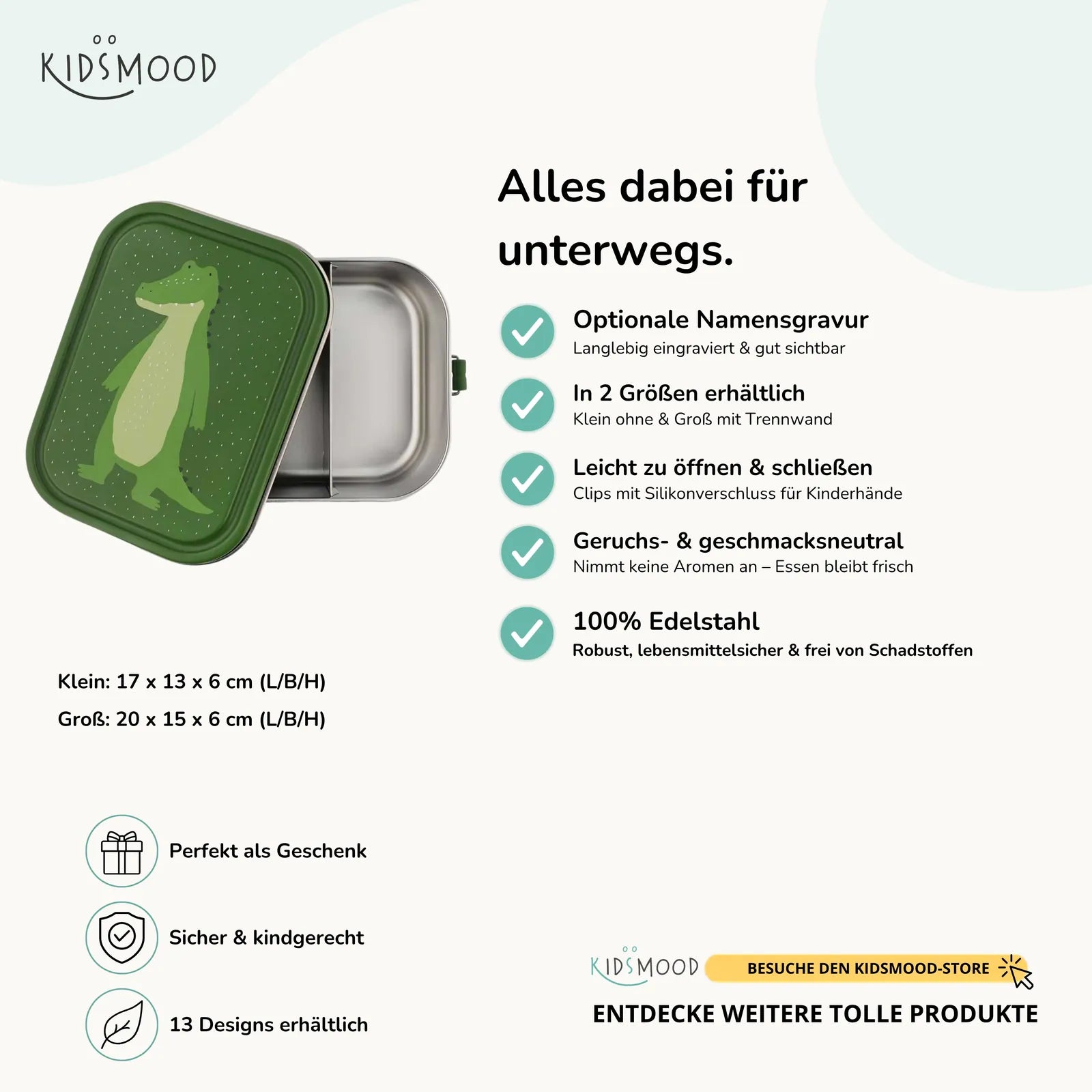 Trixie Brotdose Kinder Krokodil, mit Namensgravur für die Kita