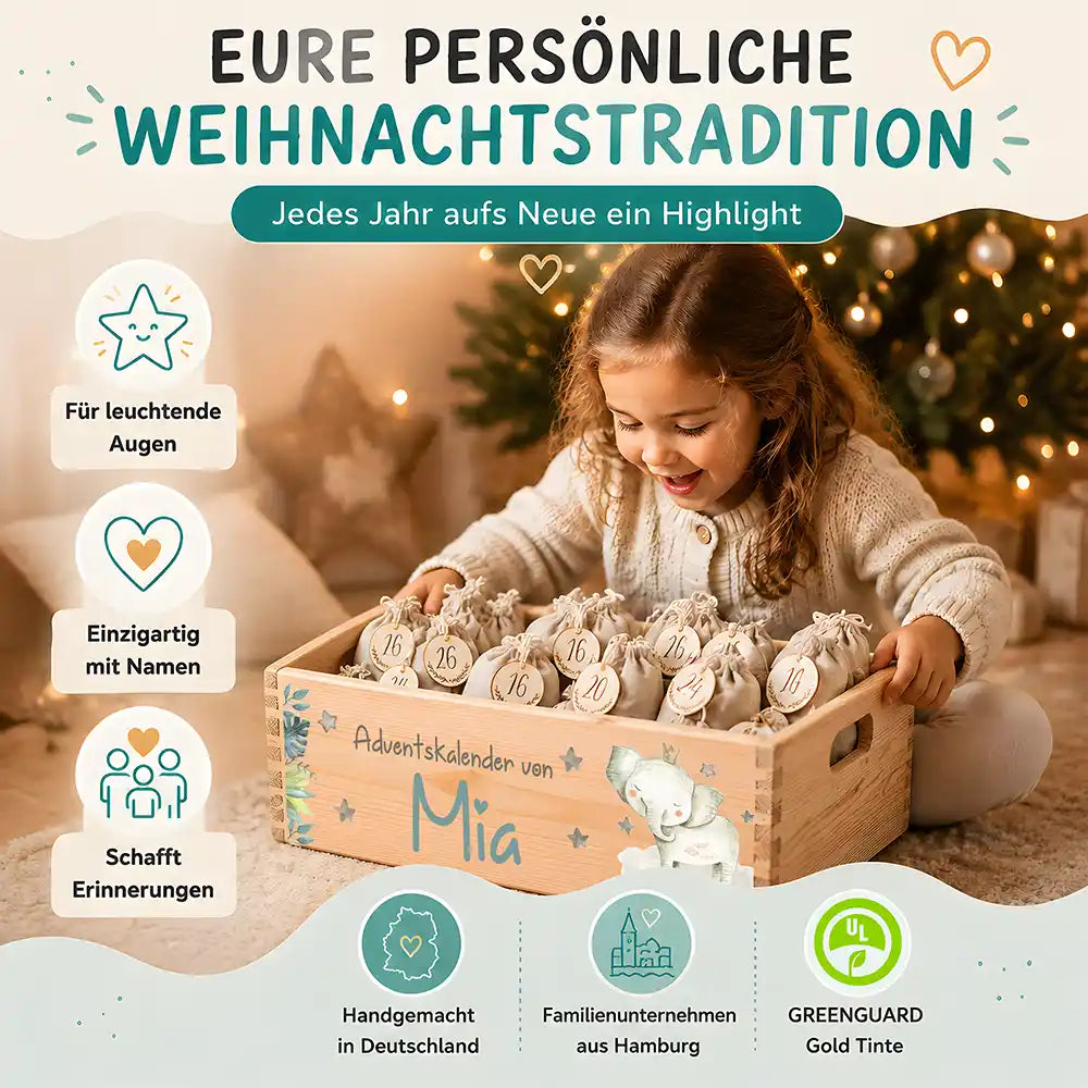 Personalisierter Adventskalender zum Befüllen - Elefant