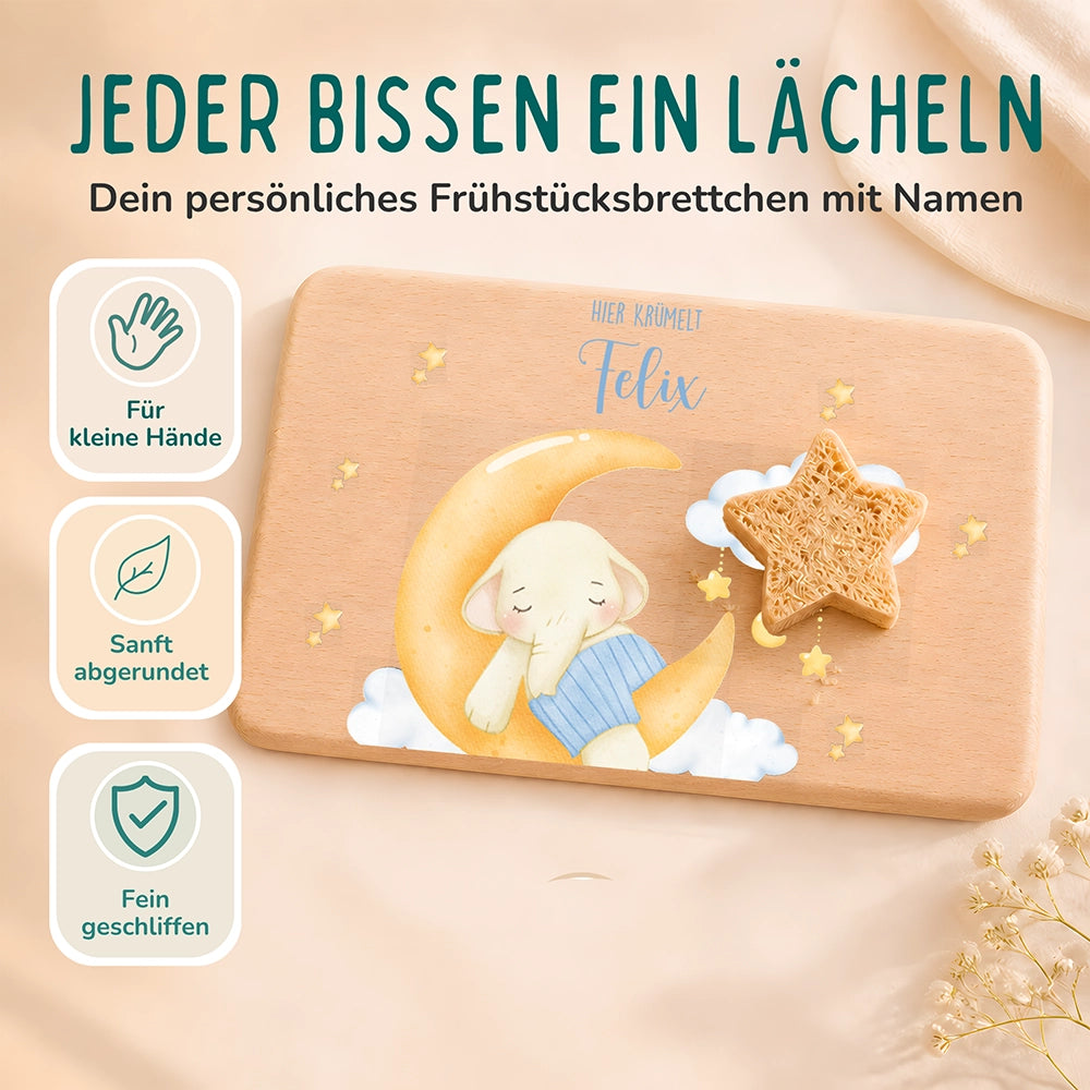 Frühstücksbrettchen Holz personalisiert Süßer Elefant