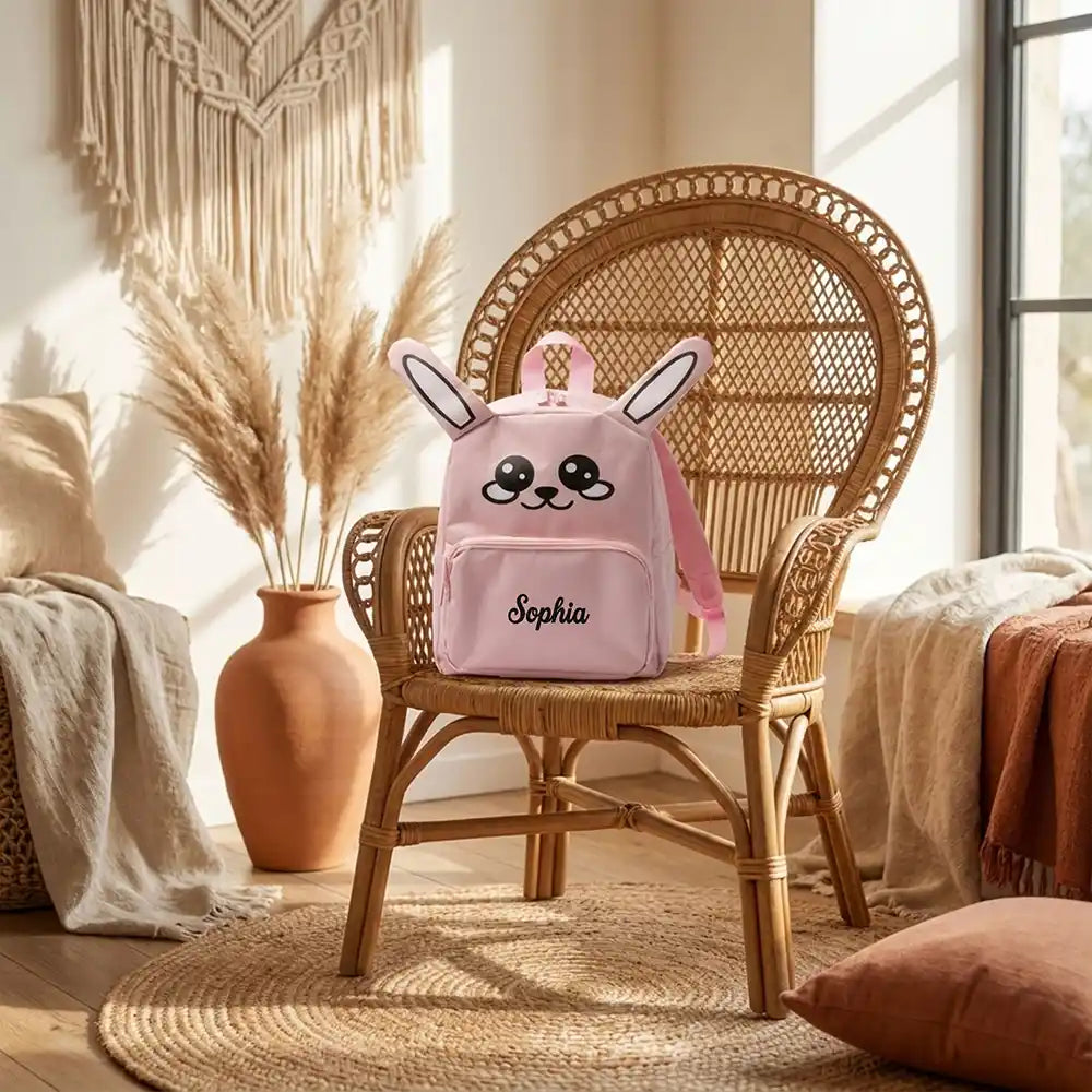 Personalisierter Kinderrucksack Hase, robustes RPET-Material
