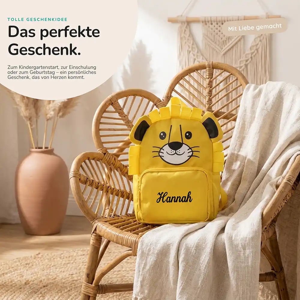 Personalisierter Kinderrucksack Löwe, Geschenk zur Einschulung
