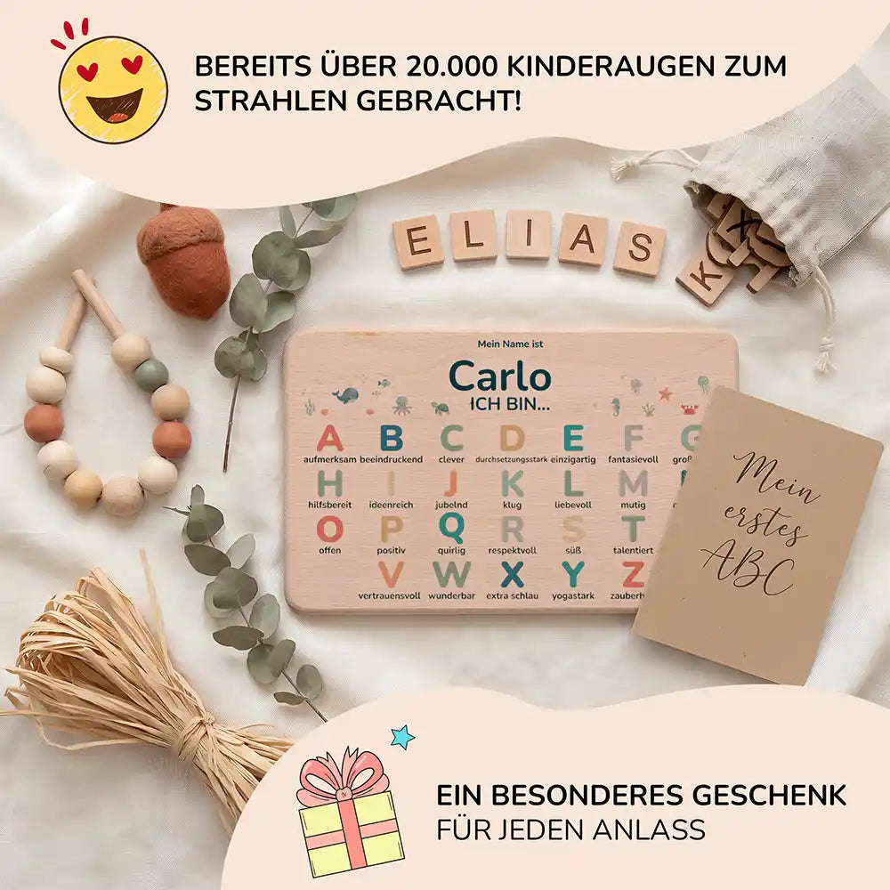 ABC Brettchen Kinder personalisiert Safari Tiere – Mein erstes ABC Lifestyle