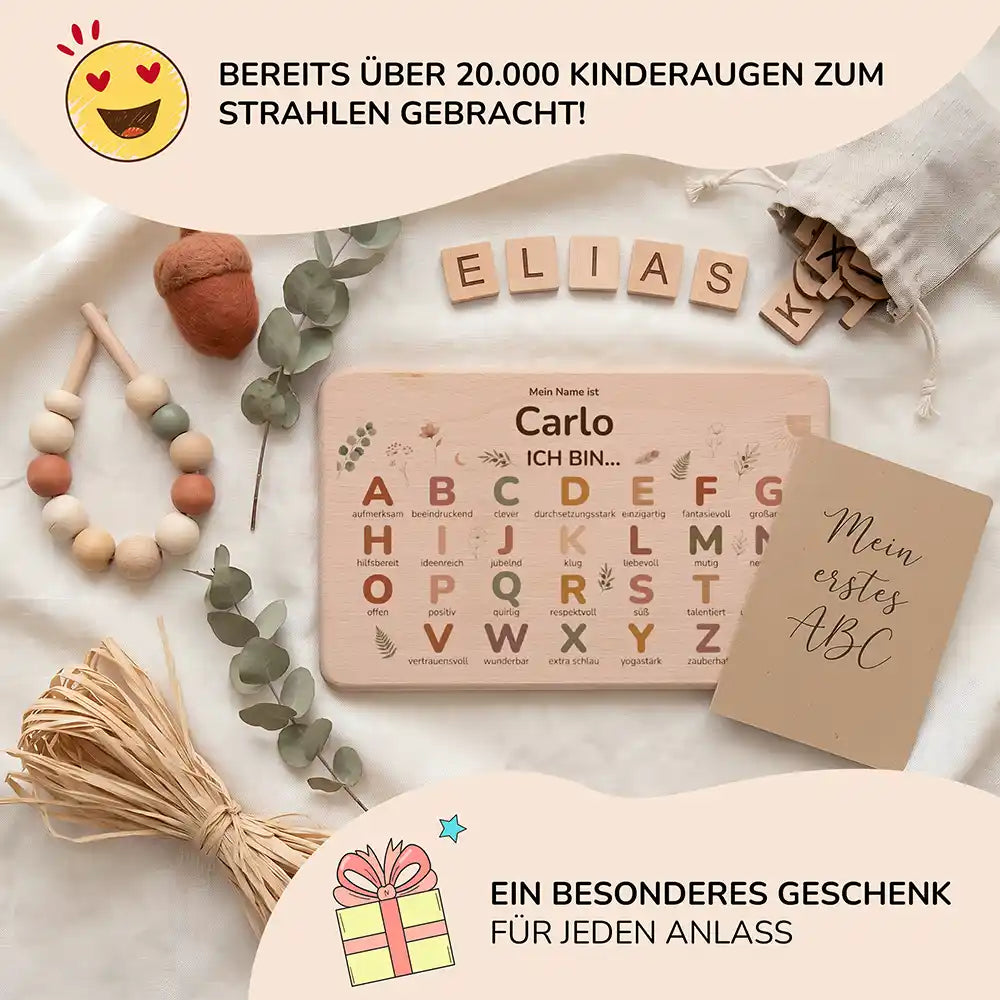 ABC Brettchen Kinder personalisiert Wald-Tiere Pilze – Mein erstes ABC Lifestyle