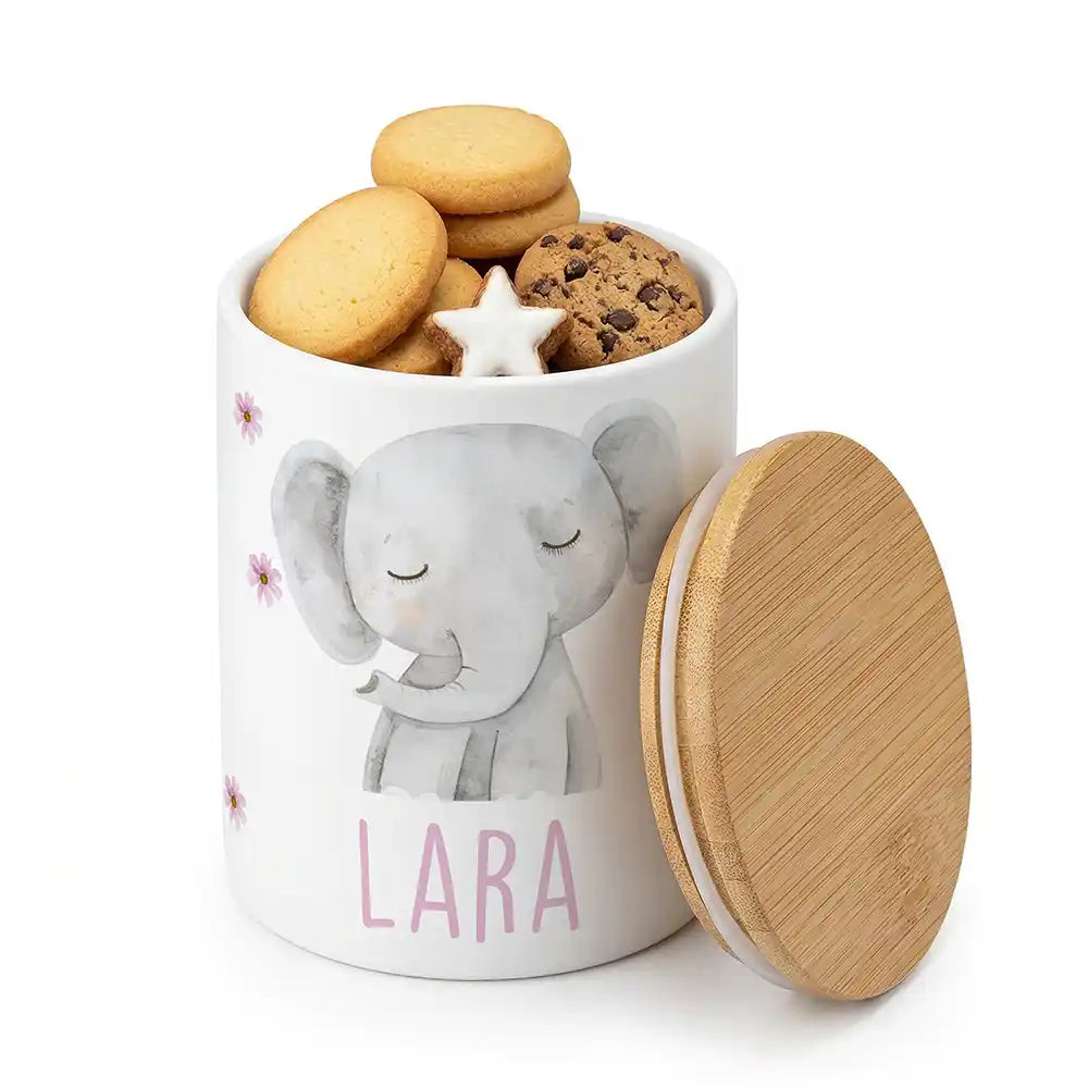 Keksdose, Zahnbürstenhalter, Stiftehalter - Elefant Blumen 2-in-1