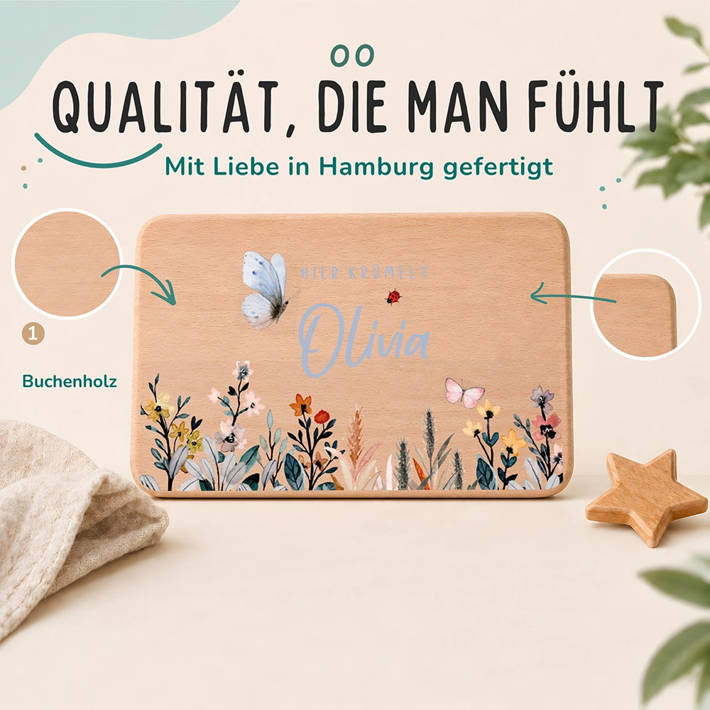 Frühstücksbrettchen Holz personalisiert - Flora