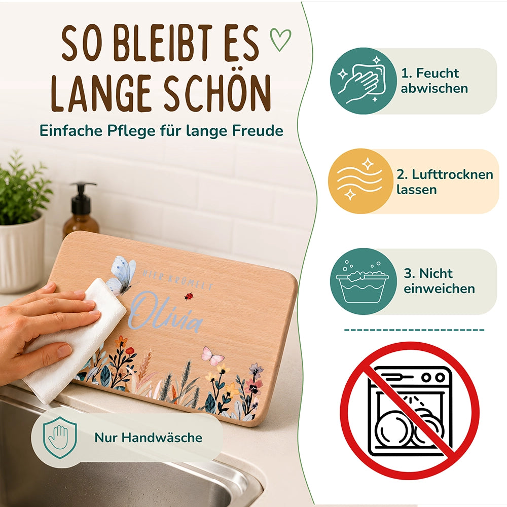 Frühstücksbrettchen Holz personalisiert - Flora