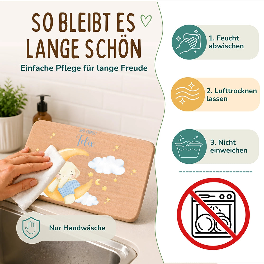 Frühstücksbrettchen Holz personalisiert Süßer Elefant