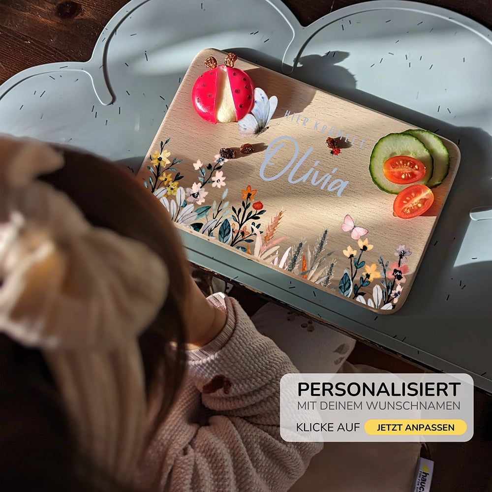 Frühstücksbrettchen Holz personalisiert - Flora