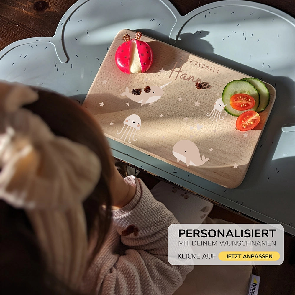 Frühstücksbrettchen Holz personalisiert - Meer
