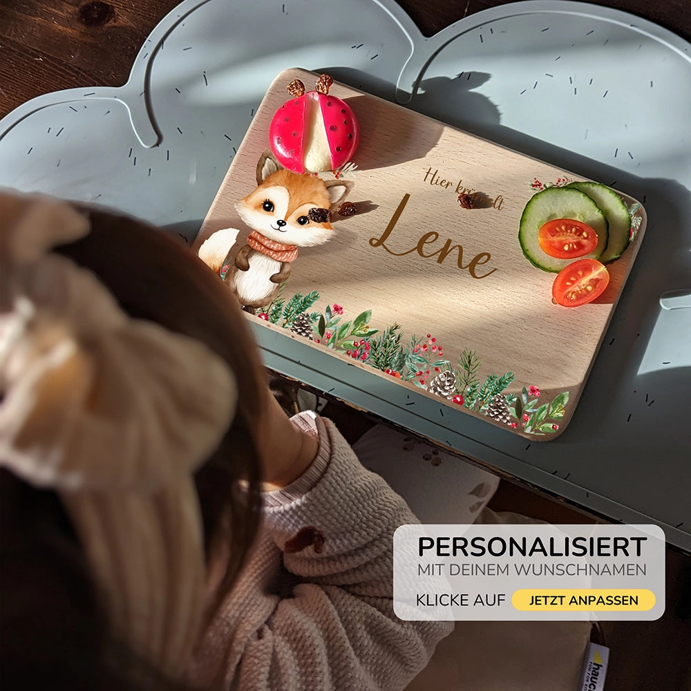 Frühstücksbrettchen Weihnachten mit süßem Fuchs - Geschenk Weihnachten