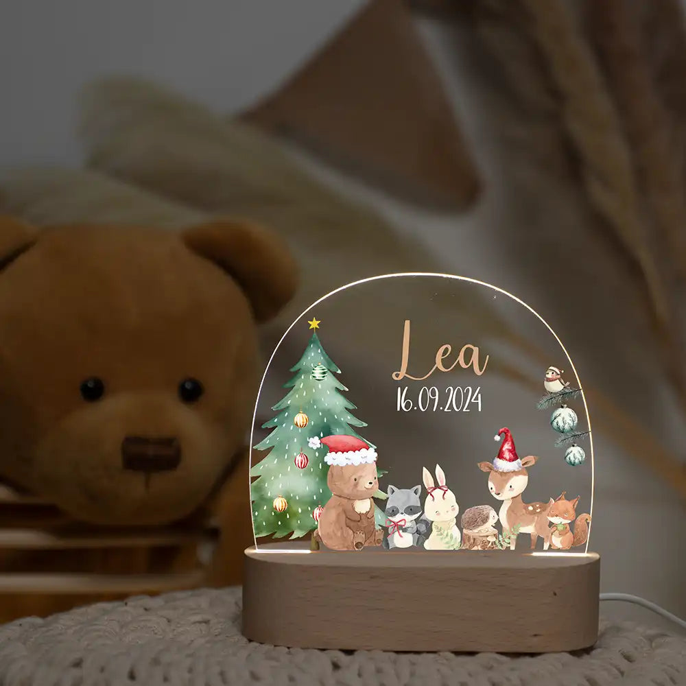 Nachtlicht Kinder personalisiert Weihnachten - Niedliche Waldtiere