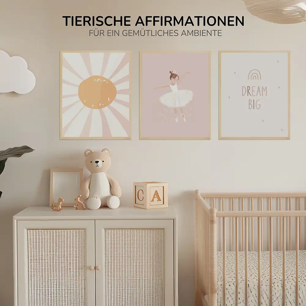 Poster 3er-Set - Sonne, Ballerina & Dream Big fĂŒrs Kinderzimmer