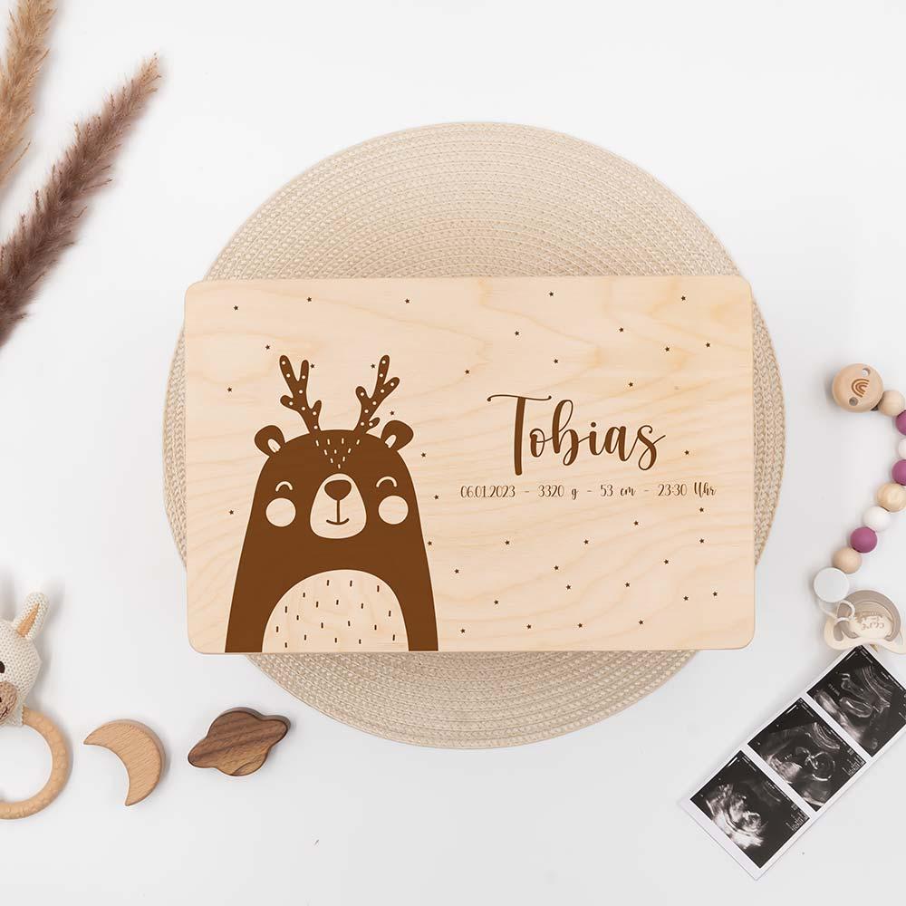 personalisierte erinnerungskiste mit weihnachtsbÀr design