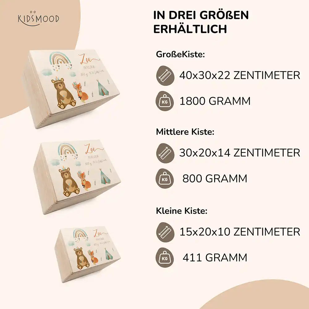Personalisierte Erinnerungskiste Tipi