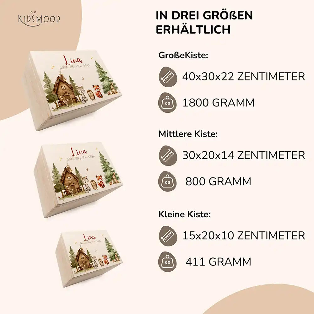 Personalisierte Erinnerungskiste Waldtiere