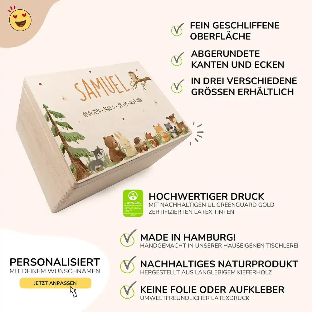 Erinnerungsbox Baby - Niedliche Waldtiere