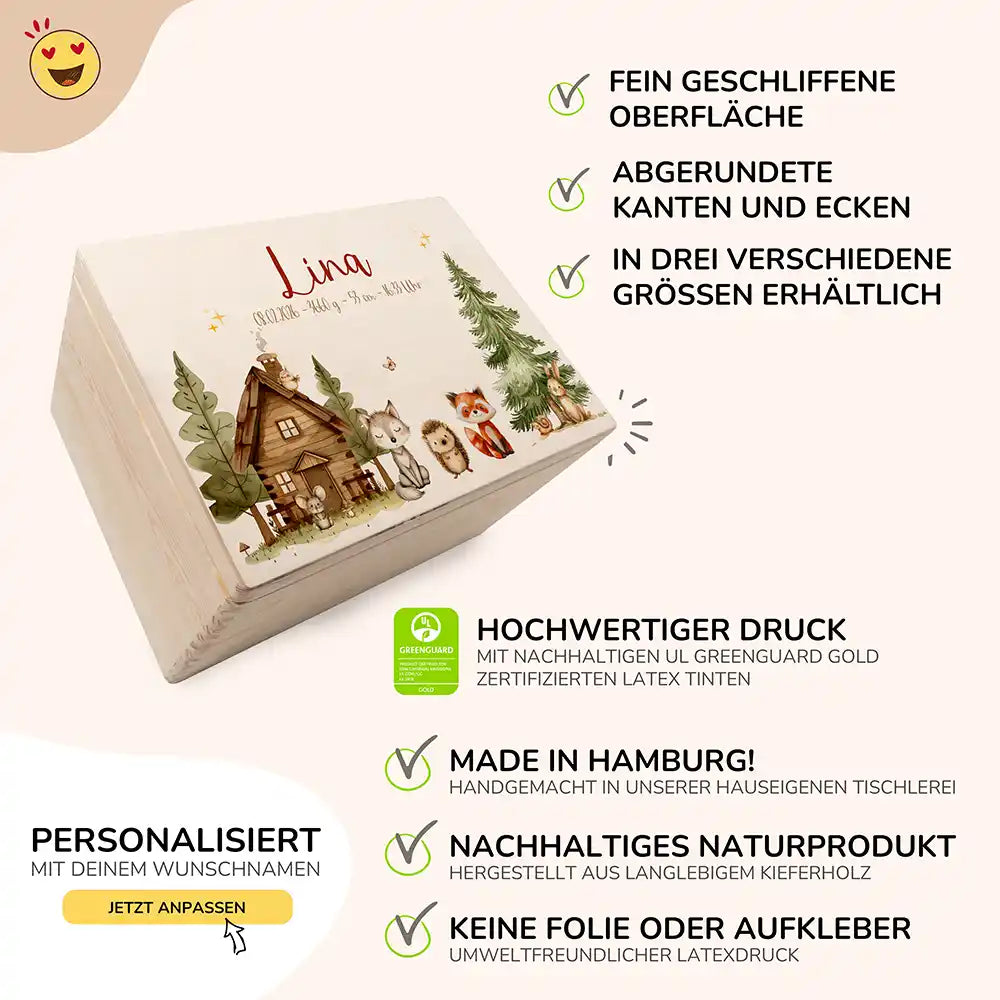 Personalisierte Erinnerungskiste Waldtiere